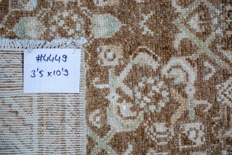 35 X 109 Vintage Runner Muted Light Brown Sage and Cream Etsy