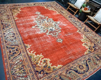 11’ x 14’ Classic Antique Rug Muted Red, Green + Blue SB