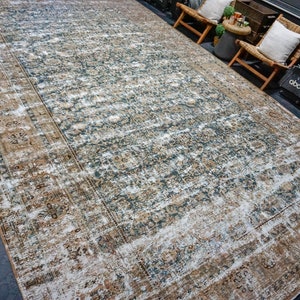 10’8 x 17’ Classic Antique Rug Muted Midnight Blue, Mocha, Cappuccino + Brown 4639