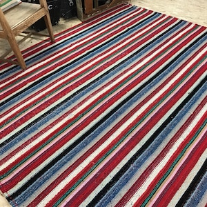 7 x 8 Vintage Kilim Flatweave Carpet Filikli Turkish Kilim 60&#39;s