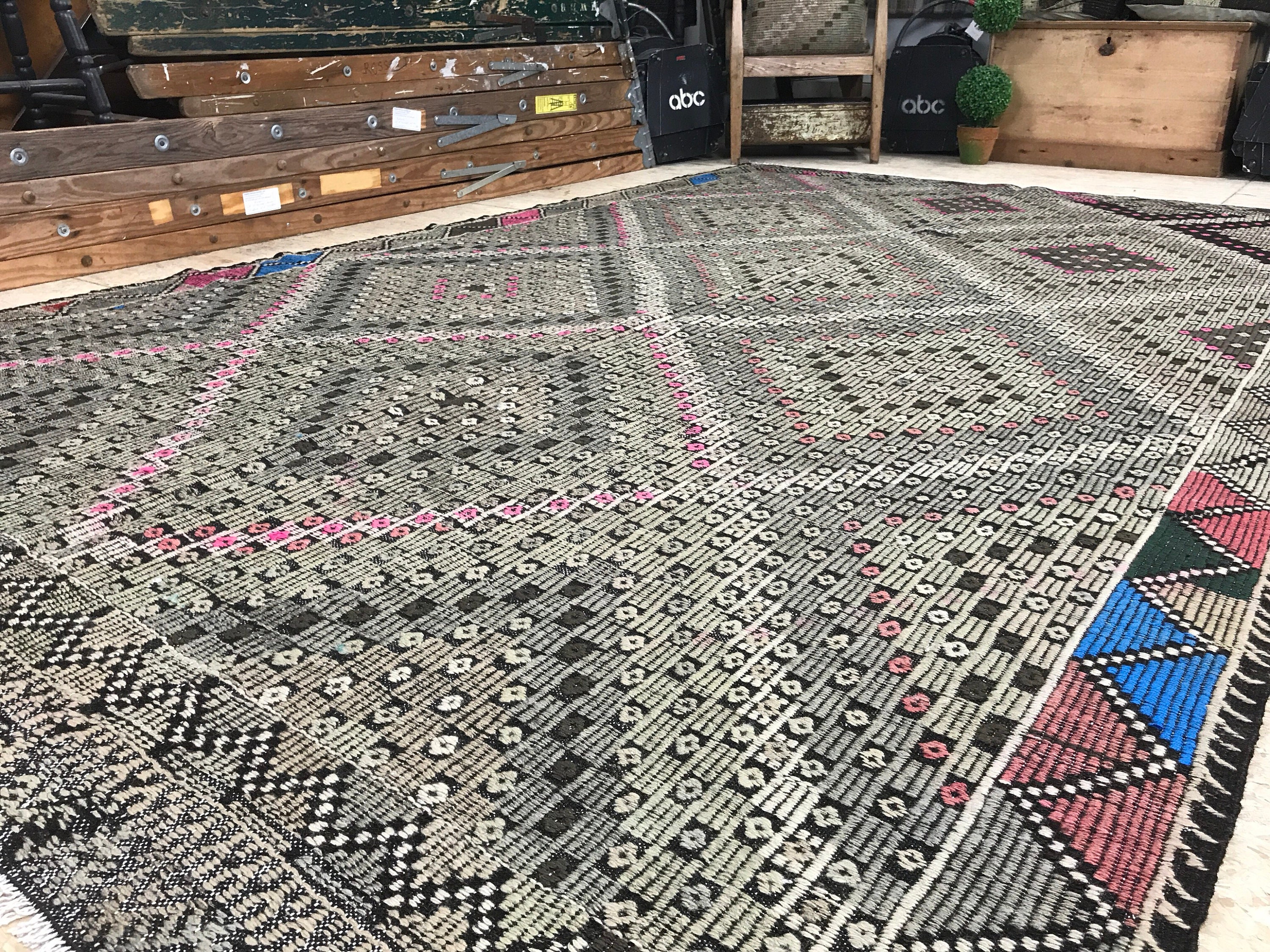 7 X11 Jijim Carpet Large Vintage Turkish Bohemian Kilim Rug