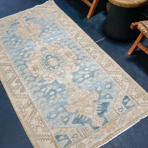 3’4 x 6’ Classic Vintage Rug Blue, Beige + Brown SB