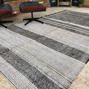 Scandinavian Style MCM 6 x 10 Gray Vintage Turkish Kilim Rug Flatweave 70&#39;s
