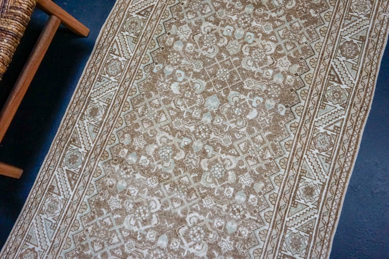 35 X 109 Vintage Runner Muted Light Brown Sage and Cream Etsy