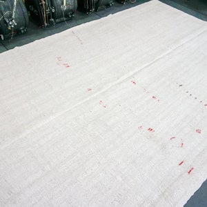 6’5 x 9’8 Organic Hemp Kilim MCM Cream Vintage Turkish Flatweave Rug 70&#39;s