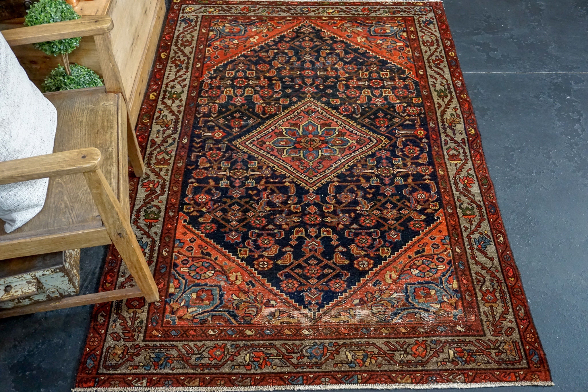 4'1 X 6'3 Vintage Carpet Blue, Red and Gray 70's - Etsy Canada