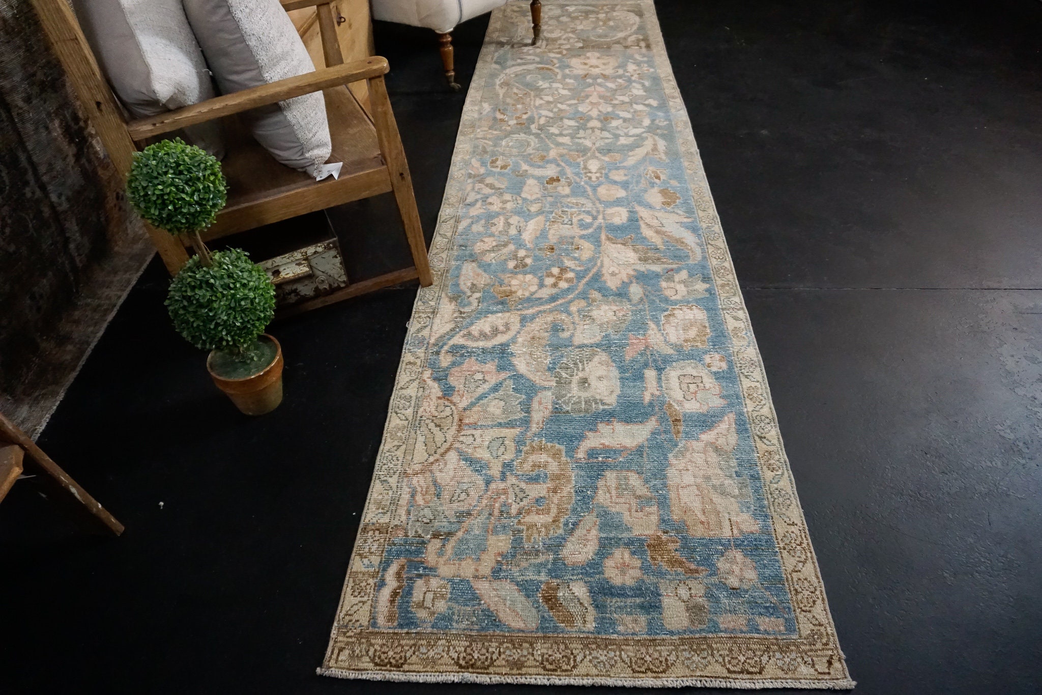 2'8 x 11'5 Vintage Runner Blue Brown and Beige Etsy