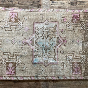 2’ x 3’ Antique Kars Rug Muted Beige, Blue, Brown & Pink