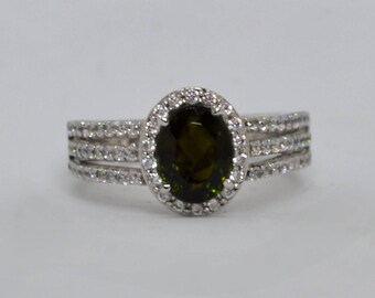 Green Turmaline Sterling Silver Ring