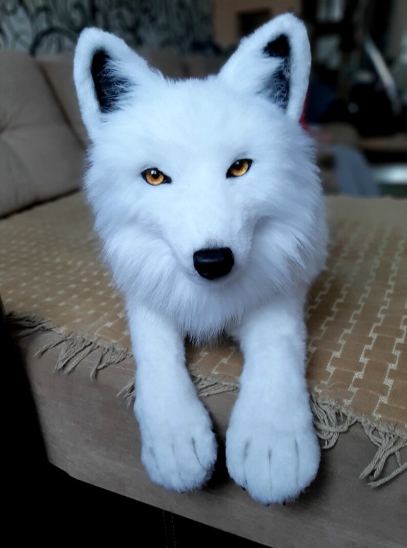 Realistic arctic plush wolf toy Collectible pet toy Replica Etsy