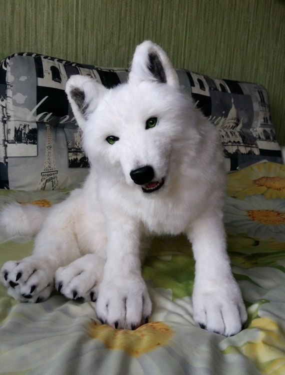 realistic stuffed wolf