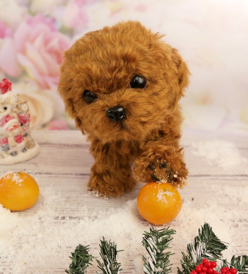 Realistic plush poodle puppy Pet portrait Collectible pet toy Replica for pets Realistic toy