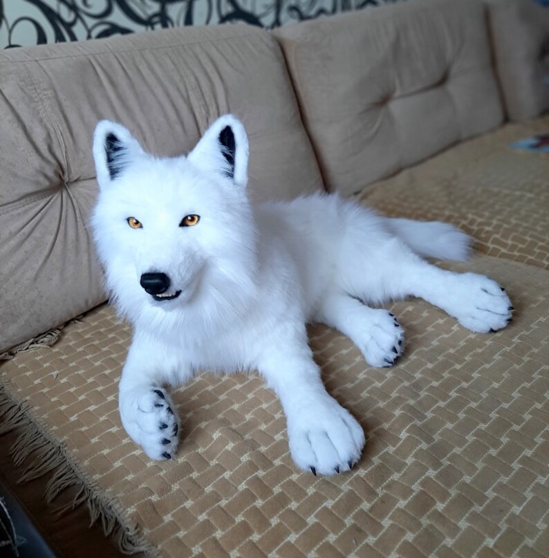 Realistic arctic plush wolf toy Collectible pet toy Replica | Etsy