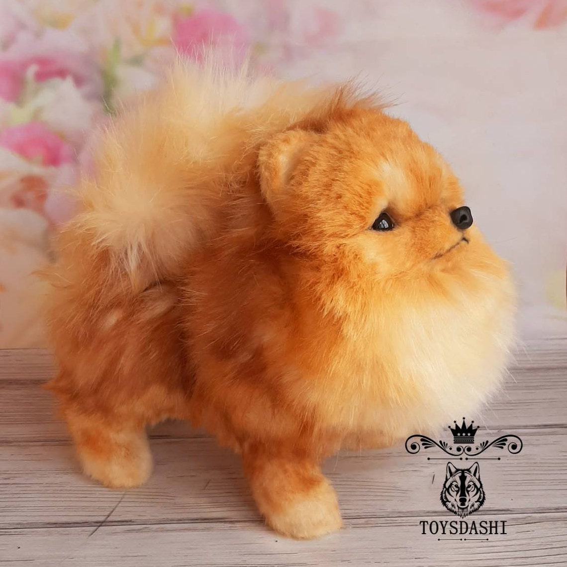 Realistic Plush Pomeranian Spitz Toy Stuffed Dog Art Doll Etsy