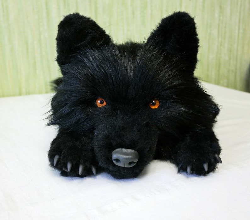 Realistic plush black wolf Pet portrait plush Collectible pet | Etsy