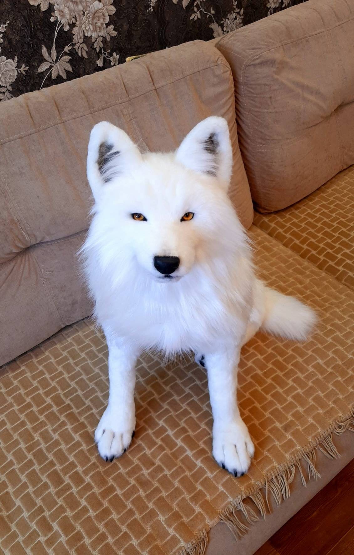 Realistic plush white wolf toy Collectible pet toy Replica for Etsy