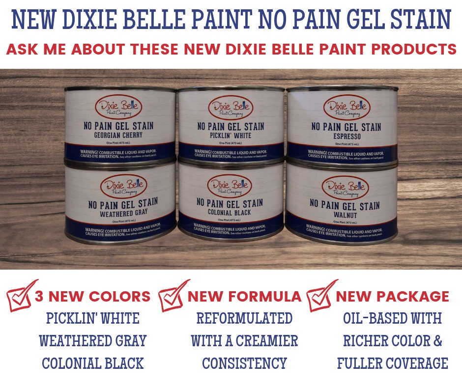 Dixie belle paint no pain gel stain colonial black dixie | Etsy No Pain Gel Stain Over Paint