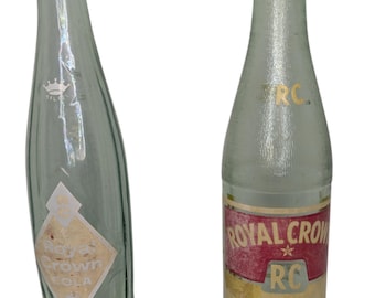 2 Vintage RC Cola Empty Glass Bottles