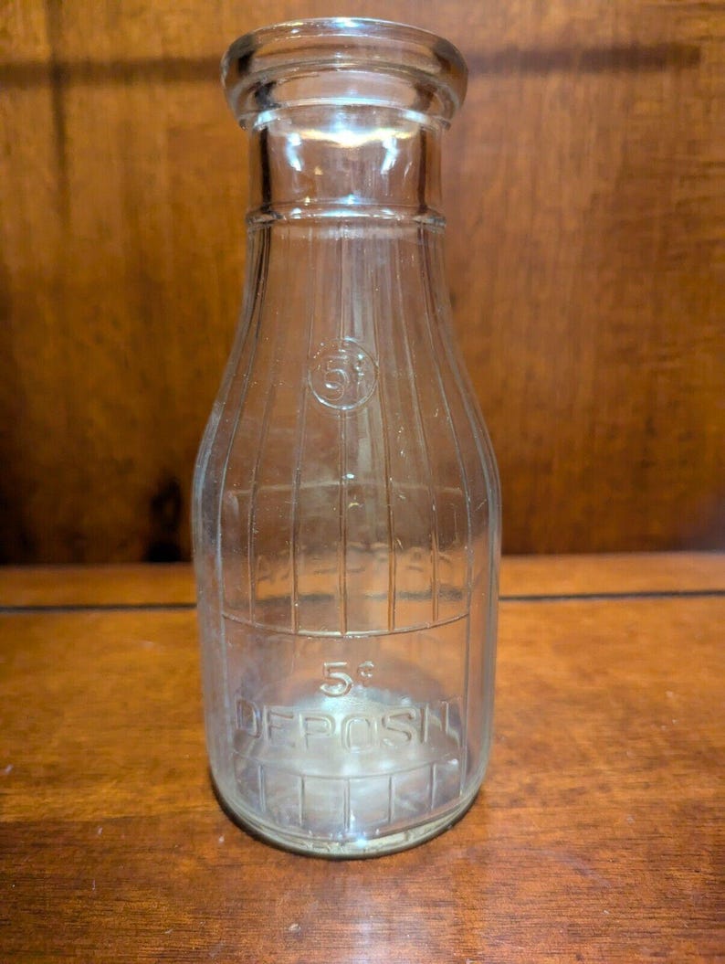 North Carolina Liquid Bottle One Pint NC Approved 5 Cent Deposit Milk Vintage afbeelding 2