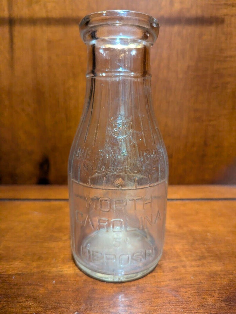 North Carolina Liquid Bottle One Pint NC Approved 5 Cent Deposit Milk Vintage afbeelding 1