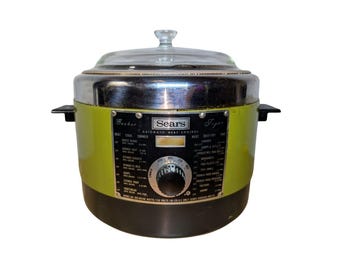Sears Vintage slowcooker friteuse-stomer - avocadogroen - midden van de eeuw