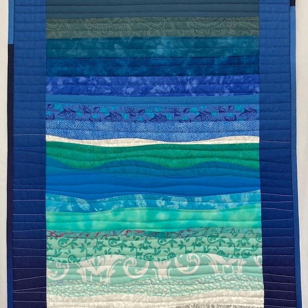 A Scottish Sea - patchwork wall hanging