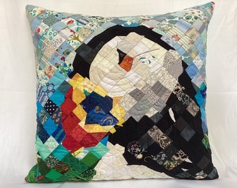 Puffin patchwork cushion cover