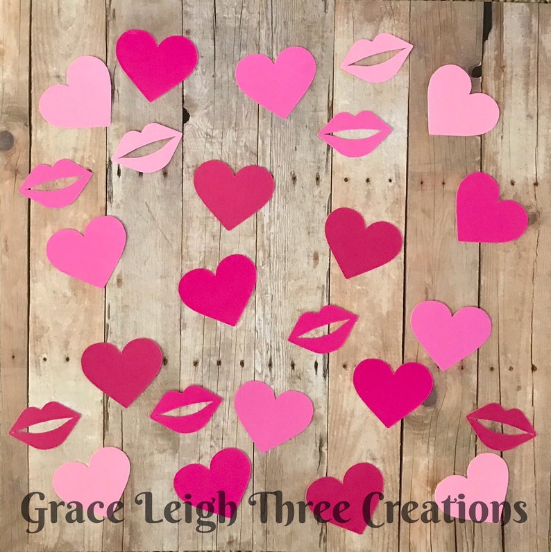 Valentine's Day Confetti Lip and Heart Confetti Kisses Etsy