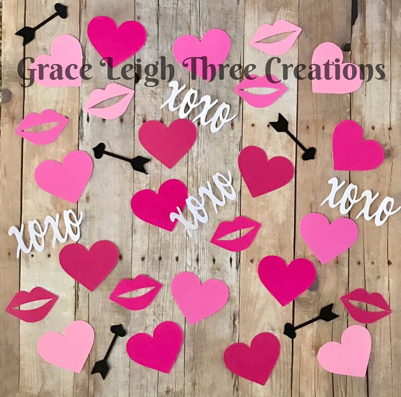 Valentine's Day Confetti Lip and Heart Confetti Kisses Etsy