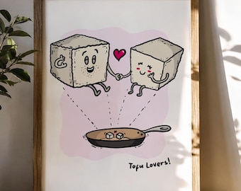 Tofu Print | Vegan Prints | Kitchen Wall Art | Plant Based Decor | Illustration | Veggie Gift