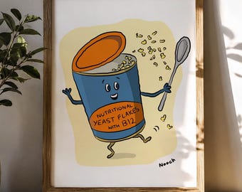 Nooch Print | Nutritional Yeast | Vegan Food Wall Art | Kitchen Decor | Veganism Prints | Plant-based Home