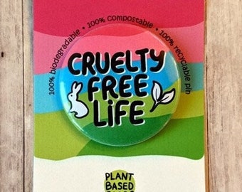 Cruelty Free Badge | Vegan Badges | Animal Rights Pin | Cruelty Free Gifts | No Animal Testing | Animal Liberation | Vegan Badge UK | Eco