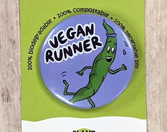 Vegan Runner Badge | Vegan Running Club | Vegan Athlete | Badge for Vegans | Vegan Fitness | Marathon