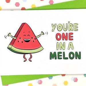 Carte de melon « Vous êtes une fille » – jolie carte de voeux de jeu de mots pastèque, amitié drôle ou carte de remerciement, carte de fête des mères végétalienne