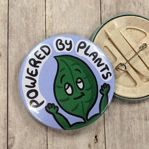Plant Based Badge - Powered By Plants - Sustainable Gifts - Plant-based Patch - Vegan Pin - Spinach - Healthy