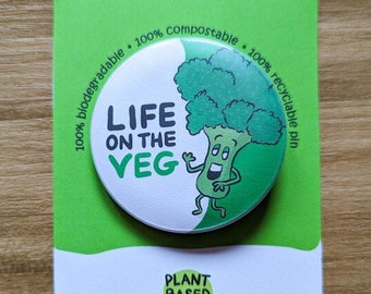 Broccoli Badge | Broccoli Pin | Vegetable Badge Reel | Vegan Pin | Nutrition Badge | Life on the veg | Vegetable Pin | Healthy Gift Idea