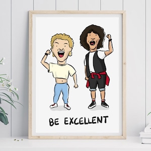 Bill and Ted Print | 80s Cult Classic | Movie Wall Art | Living Room Decor | Pop Culture | Excellent Adventure | Geek Gift | Retro Prints