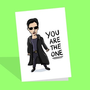 Tarjeta de Matrix / Tarjetas de cumpleaños de Matrix / Neo / Keanu Reeves / Años 90 / Eres el indicado / Tarjeta de película divertida / Mr Anderson / Películas de la cultura pop