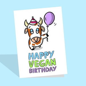 Joyeux anniversaire végétalien | Anniversaire végétalien amusant | végétalien pour les animaux | Jolie carte pour un ami | Enfant végétalien | Fils | Fille | Nièce | Neveu
