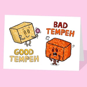 Carte de tempeh | D'origine végétale | Anniversaire de tempeh | Végétalien mignon | Etat | Jeu de mots drôle | Protéines saines |  Soja fermenté | Punny pour les végétaliens