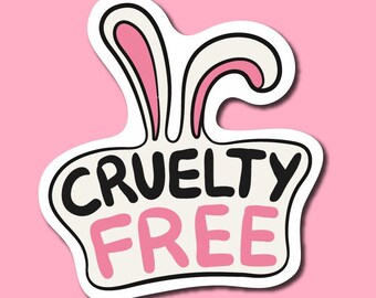 Grausamkeitsfreier Aufkleber | Süßer Vegan Aufkleber | Tierversuche Aufkleber | Stoppt die Grausamkeiten gegenüber Tieren | Wohlbefinden | fühlendes Wesen | Kawaii Wasserfest
