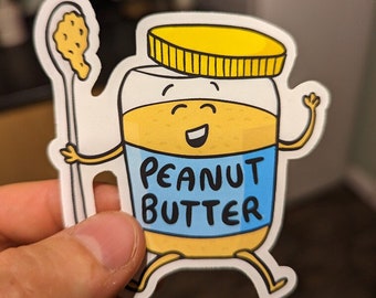 Peanut Butter Sticker | Cute Peanut Vinyl | Diecut | Peanuts | Laptop Decal | Bottle Sticker | Notepad Stickers