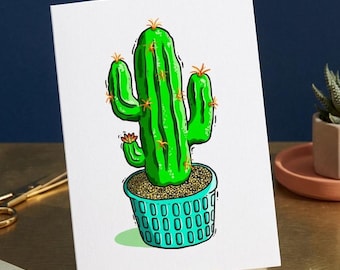 Cactus Card, Succulent Greeting Cards, Plant Lover Gift, Illustrated, Botanical Birthday, Houseplant