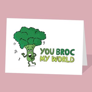 Broccolikaart | You Rock My World | Veganistische kaart | Jij rockt | Broccoliverjaardag | Grappige woordspelingen | voor hem | Puny | Vriendje | Leuke echtgenoot