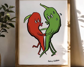 Chilli Print - Wall Art - Chilli Pepper Artwork - Kitchen Decor - Spicy Chillies - Food Prints - UK