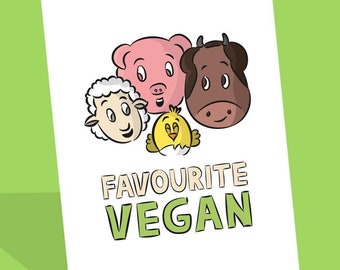 Vegan Card | Cute Vegan Friend | Vegan Girlfriend | Vegan Partner | Vegan Mum | Vegan Anniversary | For the Animals