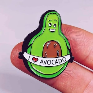 Pin de aguacate / Regalos de comida / Vegetariano / Pin de esmalte / Pin vegano lindo / Aguacate kawaii / Regalo para buzón para novia / amigo / Solapa divertida