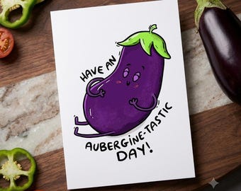 Funny Aubergine Birthday Card: Vegan Foodie Pun, Eco-Friendly