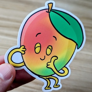 Mango Sticker | Cute Mango Decal | Fruit Stickers | Kawaii Mangoes Vinyl | Waterproof | Plant-based Macbook | Phone | Exotic Fruits | Vegan