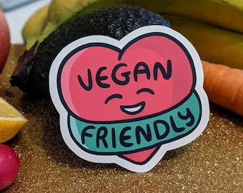 Pegatina vegana / Me encanta el veganismo / Calcomanía para teléfono / Apto para veganos / Veganismo kawaii / Negocios / Vinilo impermeable y bonito / Corazón sano